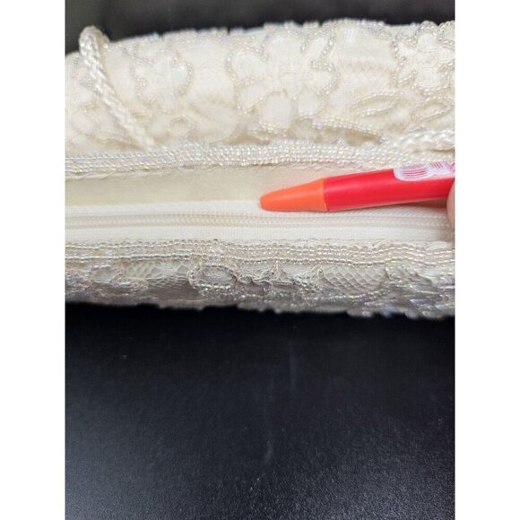 Vintage Andre Cellini Cream Iridescent Beaded Formal Shoulder Bag Purse - Picture 8 of 8